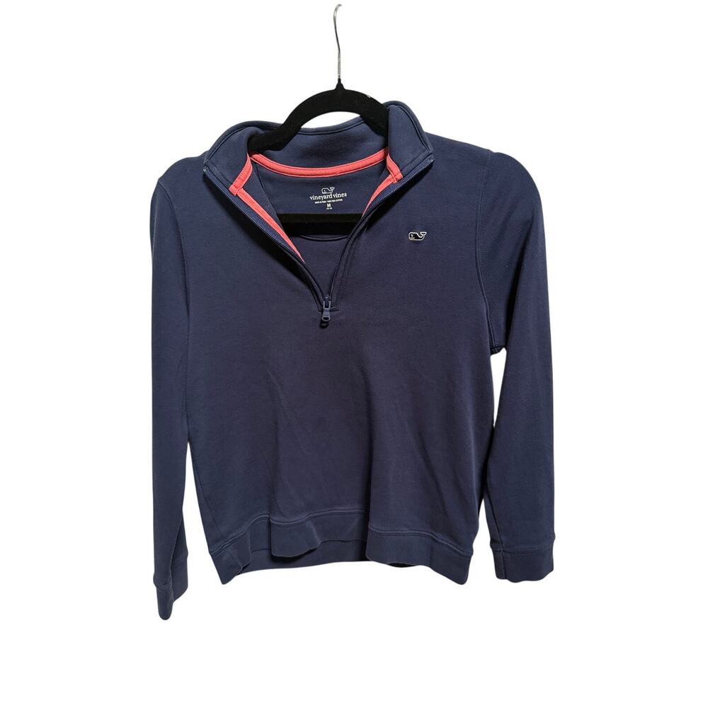 Vineyard Vines Pullover Shirt Boys Medium 12-14 Blue Quarter Zip Long Sleeve